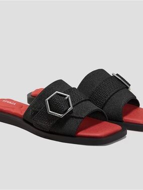Vivaia Micah Pillow Top Slide Sandal Black/Red Size 9.5 NWOB